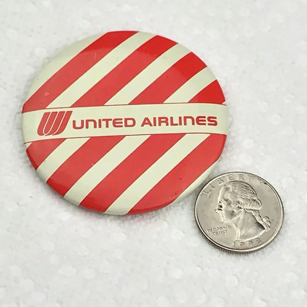 United Airlines Pin Button Vintage Striped Air Travel Aeronautics Airplane